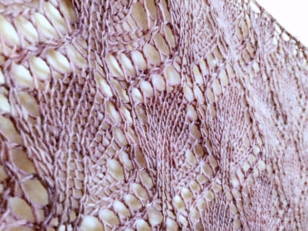 Closeup of Phoenicia shawl/wrap on NotYourAverageCrochet.com