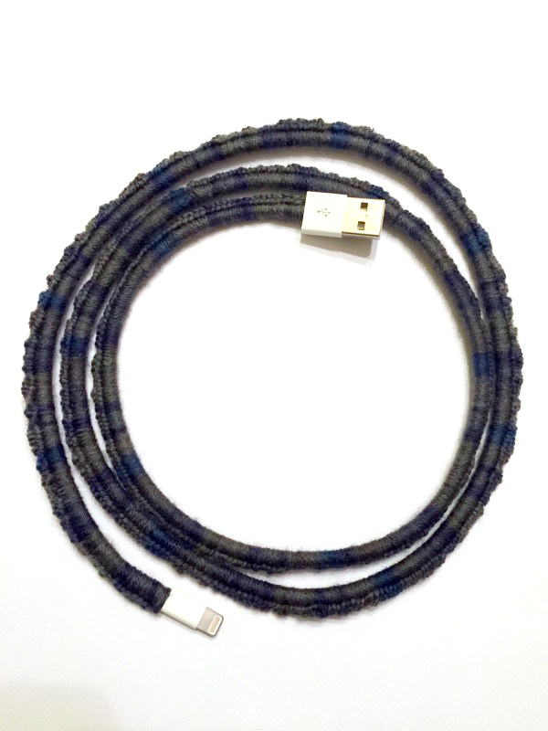 crochet cord cover blue