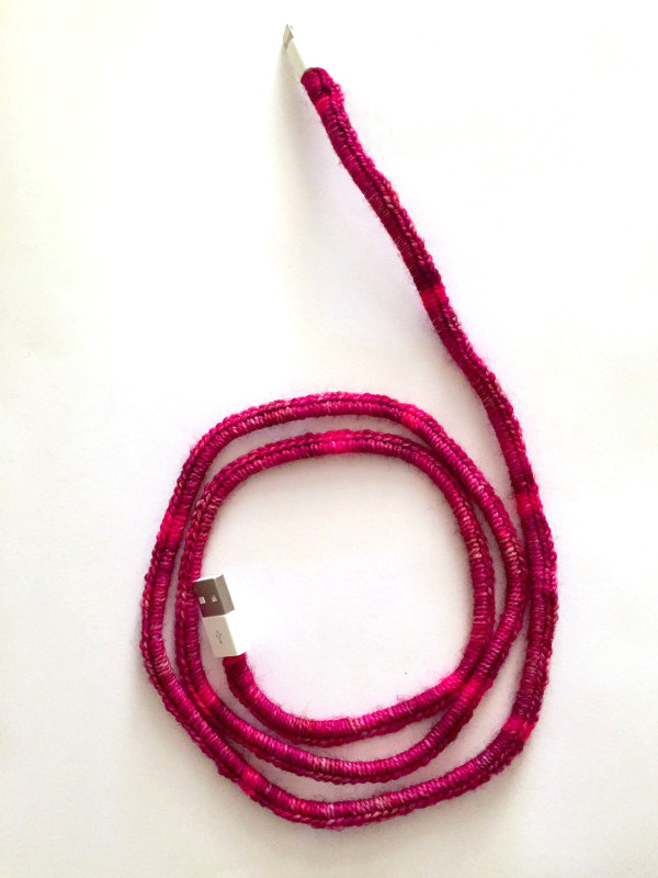 crochet cord cover pink