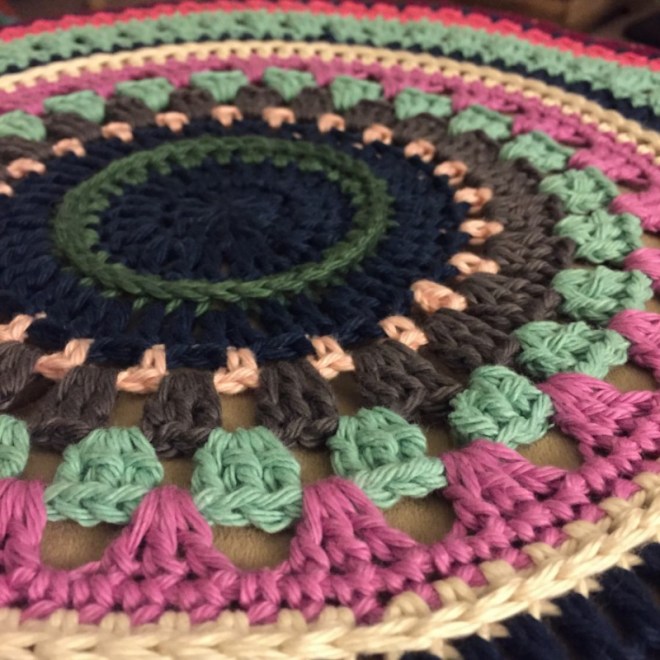 Mandala ottoman cover from Not Your Average Crochet