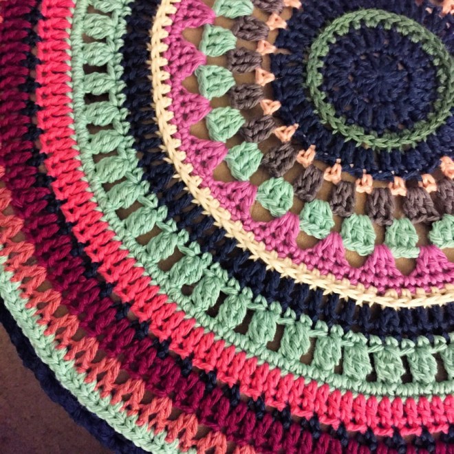 Mandala ottoman cover from Not Your Average Crochet